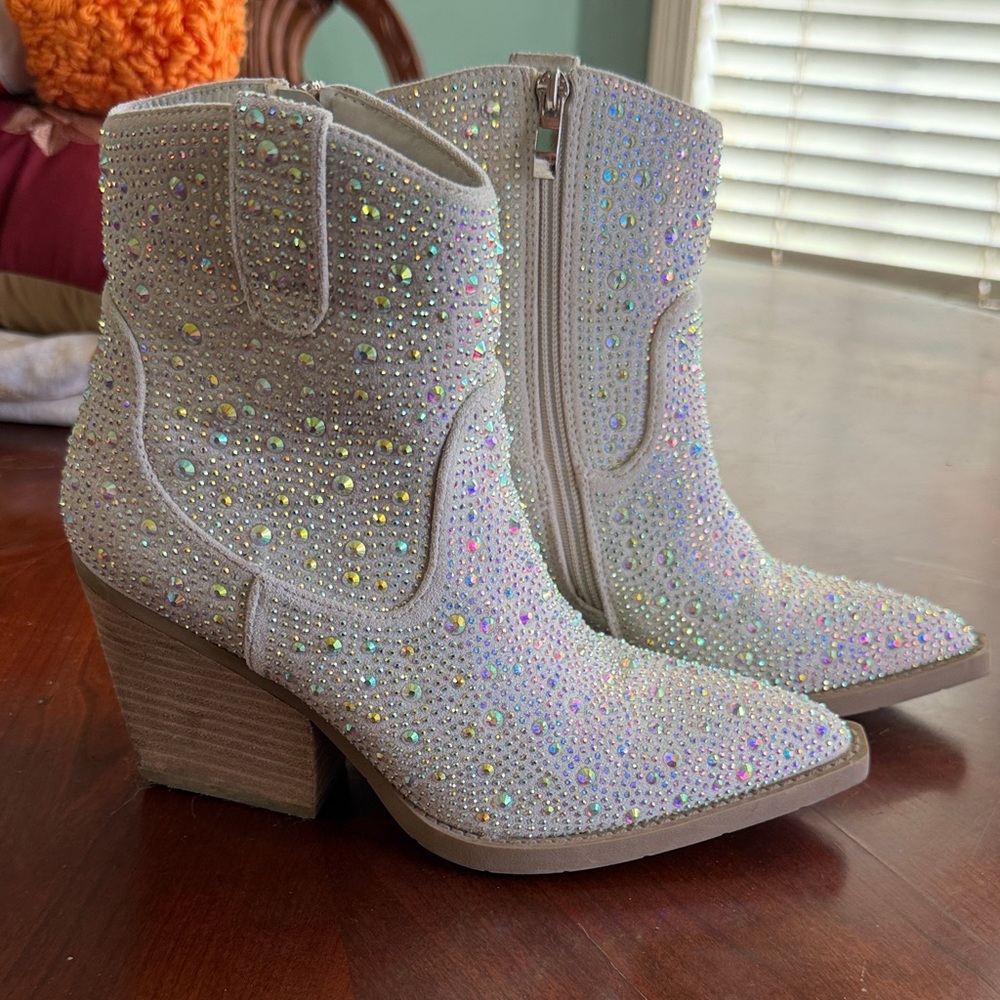 Madden Girl Glittering Silver Heeled Boots